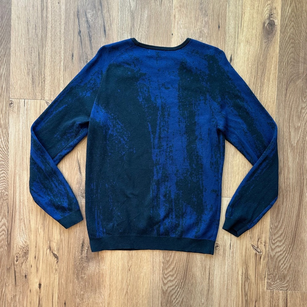 Calvin Klein Mens Abstract Brushstroke Crewneck Sweater Blue Black Size M - Picture 7 of 8